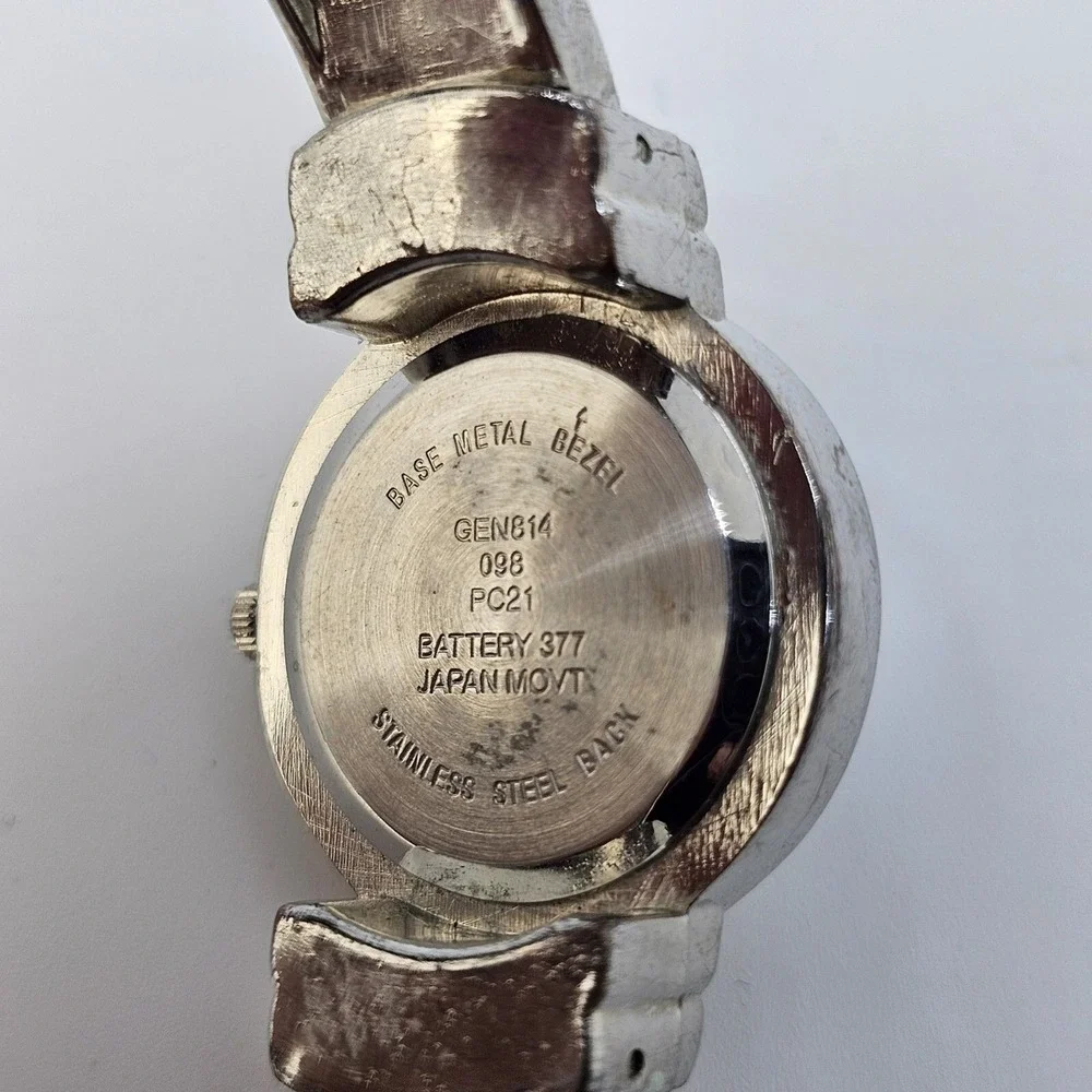 Women's Open Cuff Bangle Watch 27MM White Dial White Gray Bands 5.5